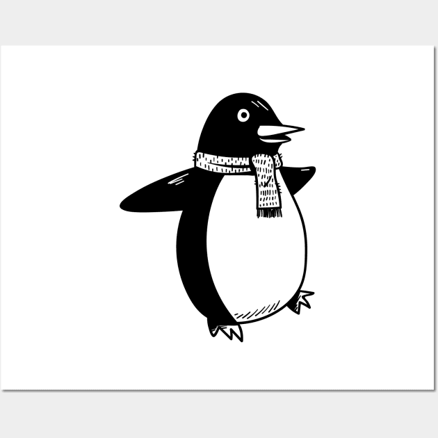 Penguin - Cute Penguin Hand Drawn Wall Art by KC Happy Shop